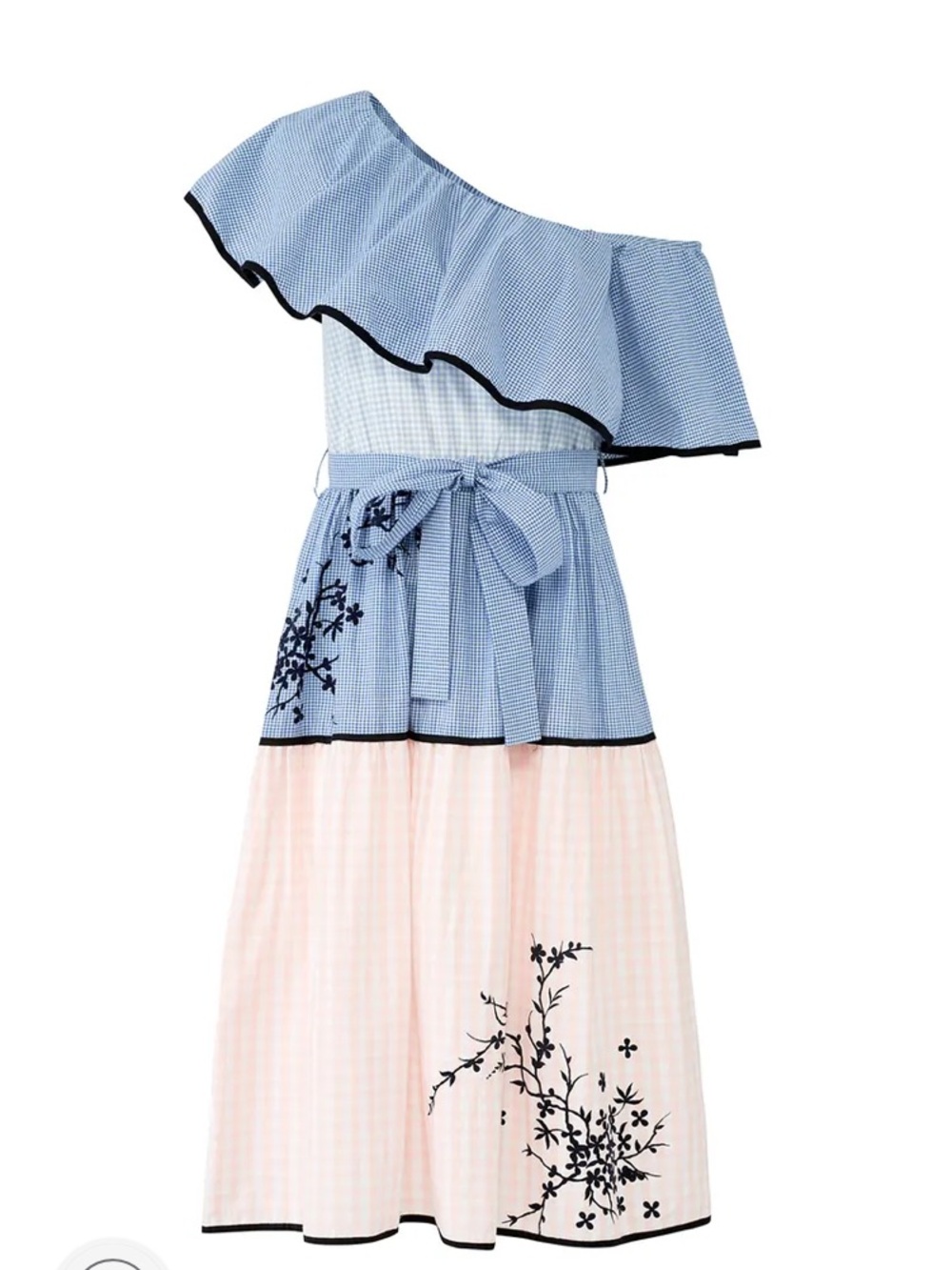 Hemant & Nandita Melantha dress sz S Small embroidered gingham tiered midi